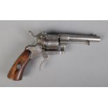 A late 19th century Belgian pin fire revolver. Marked ELG to cylinder. Length 17.5cm. CANNOT POST