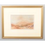 David Cox (1783-1859), a gilt framed watercolour, highland landscape scene with a figure and dog.