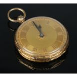 A Victorian 18ct gold pocket watch. Bearing presentation inscription to outer of 18ct gold
