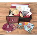 A box of military collectables. Includes framed pictures, baubles, bears, baubles etc.