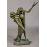 David Meredith (Born 1973), a bronze sculpture modelled as a large pair of dancing frogs. 99cm.