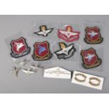 A collection of Parachute Regiment white metal badges and sew on badges.