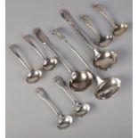 Nine silver plated ladles. Including Viners example, etc.