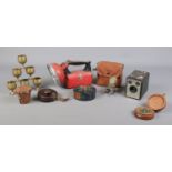 An assortment of collectables, to include Kodak Brownie I camera, tape measure, Space Ray lamp and