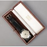 A gents stainless steel Garrard automatic wristwatch in original box. Working order.