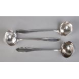 Three large WMF silver plated ladles.