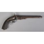 A Continental percussion cap target/duelling pistol, possibly Belgian. With fluted grip and 25cm