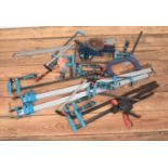 A quantity of assorted vices and clamps. To include DIN 5117 and Eclipse examples.