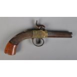 A 19th century percussion cap pistol with octagonal barrel. Bearing Birmingham proof marks. Length