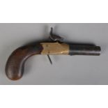 A 19th century percussion cap pistol by Bentley, Liverpool. Bearing Birmingham proof marks. With