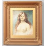 Alfred Augustus Glendening Jnr. (1861-1907), a gilt framed watercolour, portrait of a semi nude
