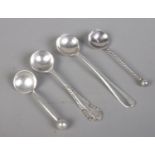 Four silver salt spoons. 24g.