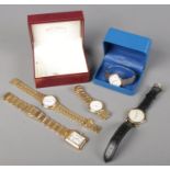 Five gentleman's wristwatches. Including quartz Mappin & Webb, Citizen Eco Drive, Rotary, etc.