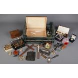 A quantity of collectables. Including coins, jewellery, Ingersoll pocket watch, boxes, etc.