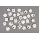 28 pocket watch dials including chronograph example. Does not include movements.