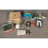 A quantity of children's collectables and toys to include Buzz Lightyear figure, large quantity of