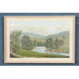 Norman Carter; an oil on board painting depicting a Yorkshire river scene. Height: 37cm, Width: