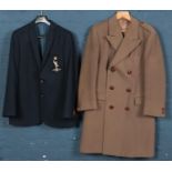 A Moss Bro 3/4 coat along with a blazer with Signal Corps sew on badge.