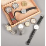 A Henri Wintermans box of wristwatches. Including manual examples, Daniel Hechter, Erlana, etc.