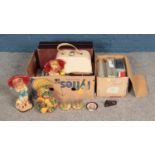 A box of miscellaneous to include boxed Halina projector, assorted ceramics, cutlery set, etc.