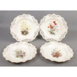 A set of four Royal Creamware pierced cabinet plates from the Floral Gift collection.