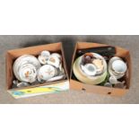 Two large boxes of assorted ceramics, including a large quantity of Royal Worcester dinnerwares in