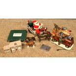 A box of miscellaneous to include Christmas ornaments, model horses, Eddie Stobart cabinet plate,