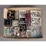 A box containing mainly costume jewellery, including Celtic cross pendant on chain, assorted