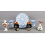 A collection of assorted ceramics, to include Wedgwood jasperware, Prinknash pottery commemorative