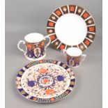 Four pieces of Imari ceramics. To include Royal Crown Derby A1314 plate, two Derby Hamilton twin