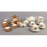 Two part tea services; including Bavarian and Sadler teapot, containing cups, saucers, teapots and