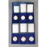 Halcyon Days Enamels; Six St. Valentines Day Boxes, 1990-1994, all in boxes with certificate.