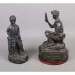 Two coal figures of miners including National Association of Colliery Overmen Deputies and