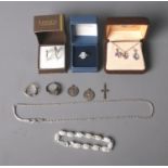 A quantity of silver jewellery to include earrings, necklaces, ring, etc.