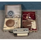 Two portable record players including Stella and Philips along with Beolit Deluxe radio.