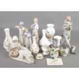 A collection of ceramics. Includes Rex figures, Wedgwood, Aynsley etc.