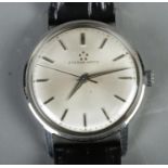 A gentleman's stainless steel Eterna-Matic manual wristwatch.