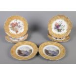 A set of six early twentieth century transfer printed plates titled 'Bouquet', together with two