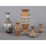 A collection of stoneware vases, mainly comprising of Doulton Lambeth and Royal Doulton silicon