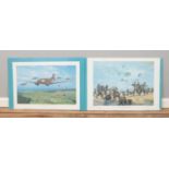 After Simon Smith, two large World War Two prints depicting scenes relating to Arnhem. Both signed