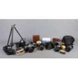 A good collection of cameras and photographic equipment. To include Canon T70 and Zeiss Ikon