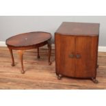 Two pieces of assorted furniture to include small cabinet on castors with fitted interior and