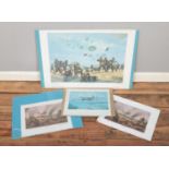 After Simon Smith, four World War Two prints depicting scenes from Arnhem. Includes one large signed