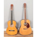 Two six string Acoustic guitars; Montana and Hohner.