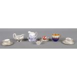 A quantity of miniature ceramics, to include Coalport willow washbowl and jug and Ming Rose trios