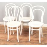 Four painted bentwood chairs.