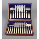 A cased silver collared cutlery set by Cooper Brothers & Sons. Assayed Sheffield 1910.