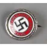 A German Third Reich silver and enamel NSDAP badge. Stamped 800.