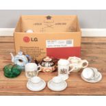 One box of assorted ceramics and glassware. To include Royal Thailand part dinner service,
