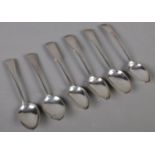 Six Georgian silver teaspoons. Various assayed marks. 87g.